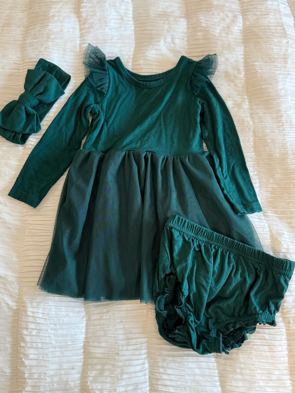 💚Little Sleepies Green Flutter Tutu Dress & Bow💚